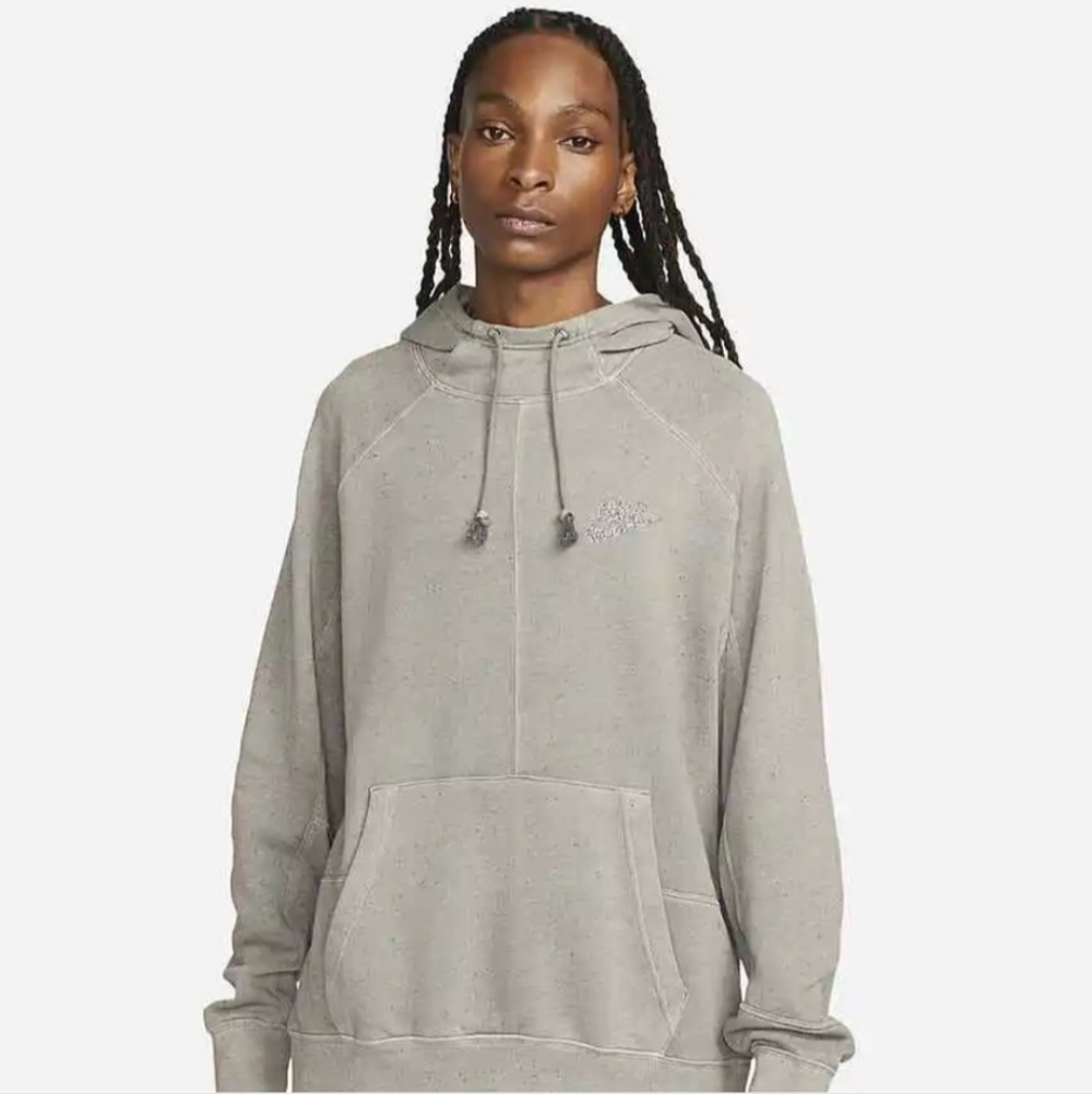Nike Sportswear men's fleece pullover hoodie in the Cave Stone colorway.
